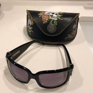 Ed Hardy Skull and Roses Rhinestone Sunglasses